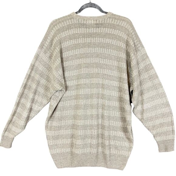 CLAN DOUGLAS Scotland Mens L Sweater Linen Silk Pullover Cream Beige Lightweight - Picture 3 of 10